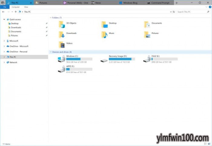 雨林木风Windows 10 Build 17618发布:标签化功能Sets终于上线